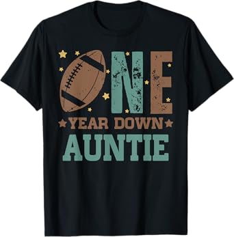 Auntie of the 1 Year old Football 1st Year Down Birthday T-Shirt