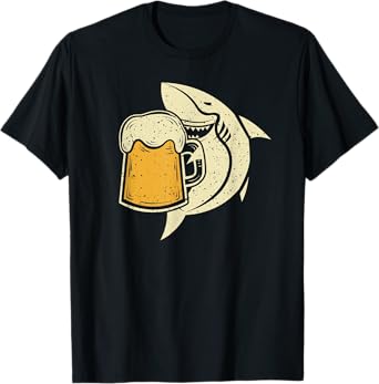 Funny Shark Drinking Beer Shirt Shark Drawing Tiburon Siorc T-Shirt