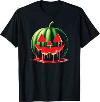 Spooky Summer Food Dripping Watermelon Jack O Lantern Men Women T-Shirt