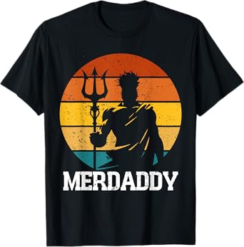 Retro Merdaddy Security Merman Mermaid Merdad Father's Day T-Shirt