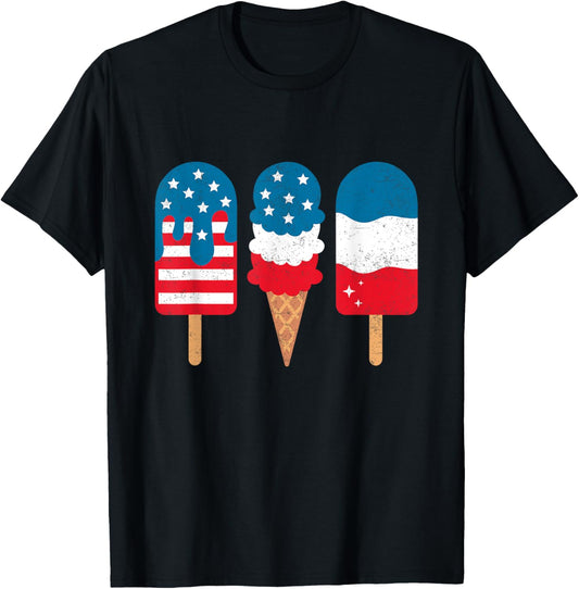 4th Of July Popsicle Red White Blue American Flag Patriotic T-Shirt