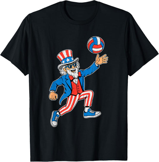 Uncle Sam Volleyball American Flag Usa Sport 4th Of July T-shirt