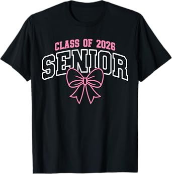 Class of 2026 Senior 2026 Pink Coquette Bow Graduation 2026 T-Shirt