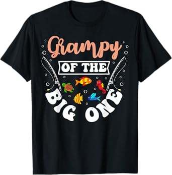 Grampy Of The Big One Fishing Birthday Party Bday T-Shirt