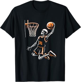 Skeleton Basketball Player Spooky For Halloween T-Shirt