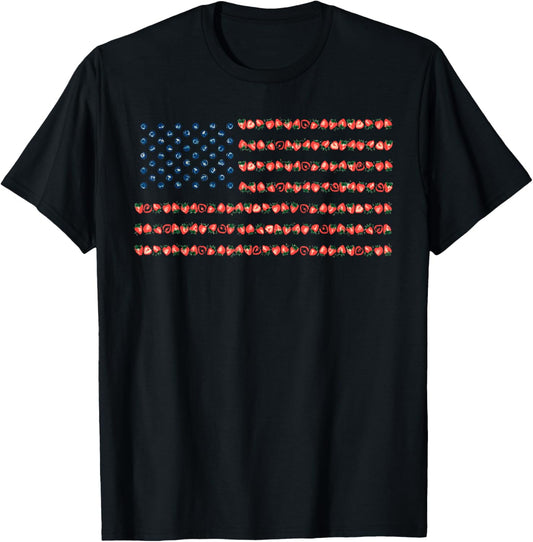 Berry American Flag Retro 4th Of July Usa Design T-shirt