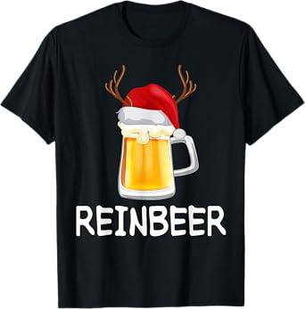 ReinBeer WineDeer Funny Beer Wine Christmas Couples Matching T-Shirt