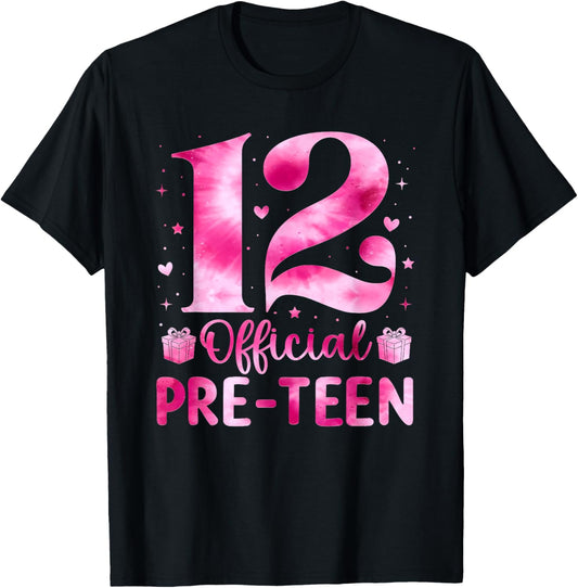 12 Official Pre-Teen 12 Year Old 12th Birthday Girl Teens T-Shirt