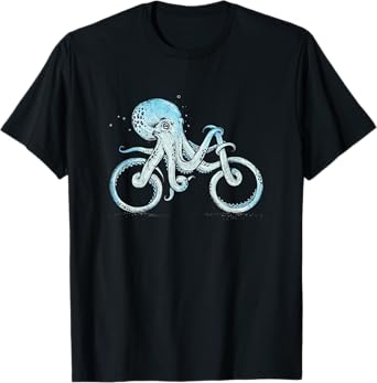 Octopus Riding A Bike Biker Biking Cycle Cycling T-Shirt
