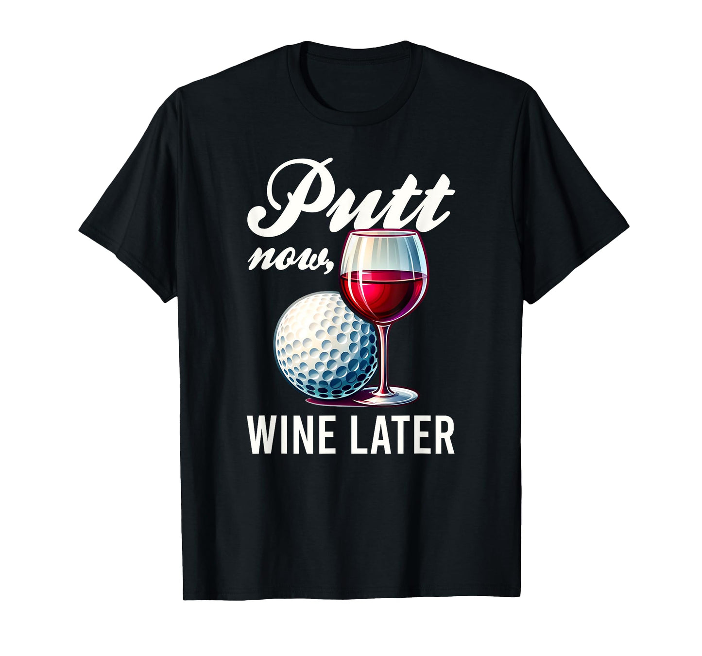 Putt Now Wine Later Funny Golfing Gift Product T-Shirt