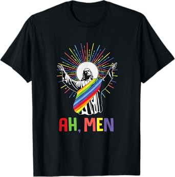 Ah Men Funny LGBTQ Jesus Gay Pride Month T-Shirt
