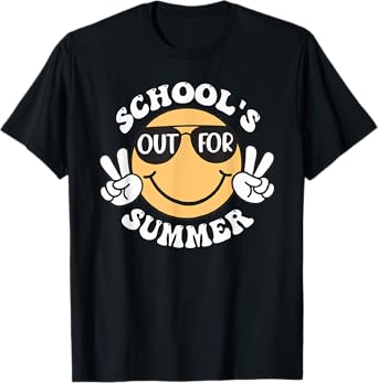 Schools Out For Summer Smile Teacher Kids Last Day Of School T-Shirt