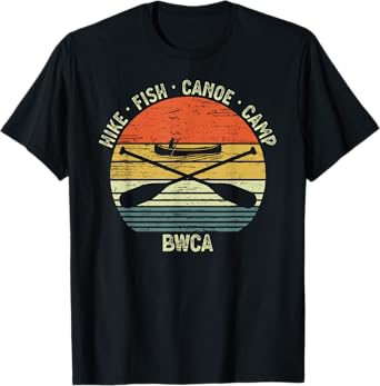 Vintage Canoeing BWCA Outdoor Hike Fish Canoe Camp T-Shirt
