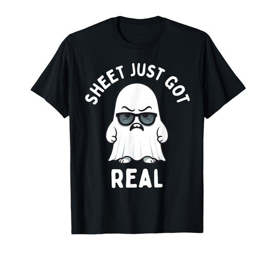 Boo Sheet Just Got Real Ghost Funny Halloween Costume Men T-Shirt