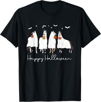 Happy Halloween Horse Ghost Spooky Season Horse Lover Womens T-Shirt
