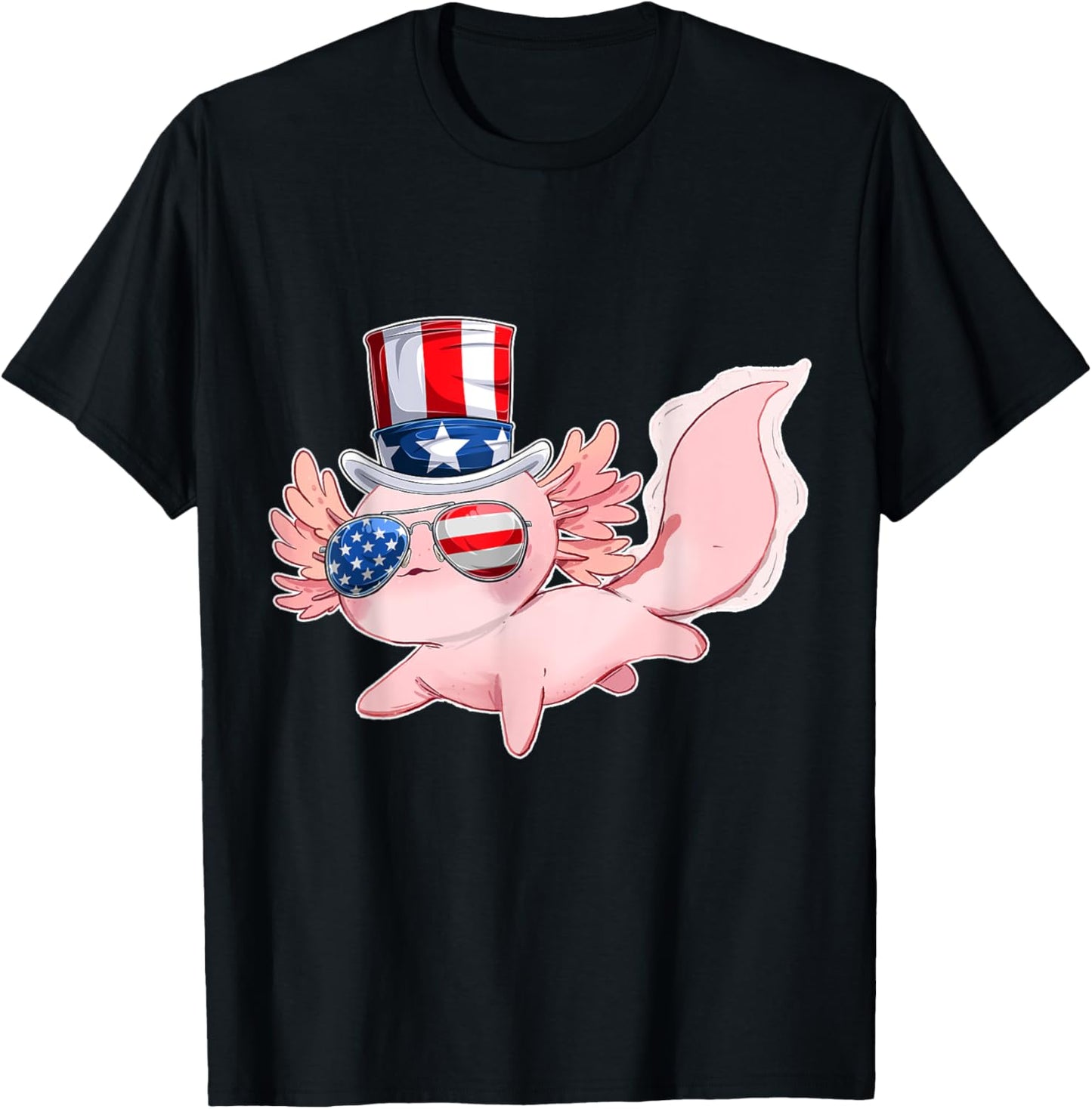 4th of July Cute Axolotl Independence Day USA glasses Hat T-Shirt