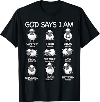 God Says I Am Cute Sheep Bible Verse Kids Toddler Girls T-Shirt