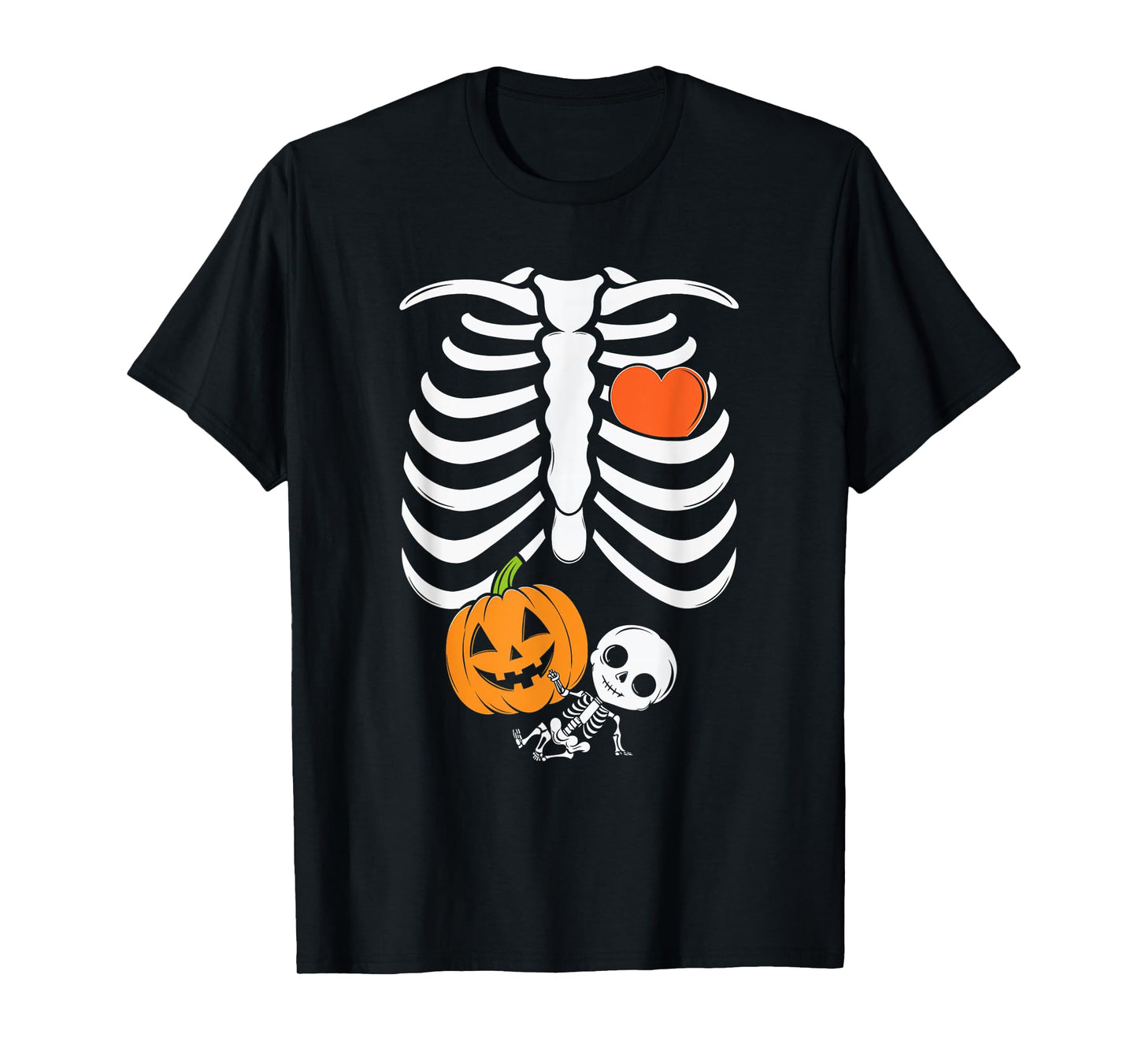 Pregnant Skeleton Mom Halloween Pregnancy Baby Announcement T-Shirt