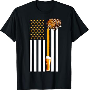 Funny Beer American Flag USA Patriotic 4th July T-Shirt for Women Men