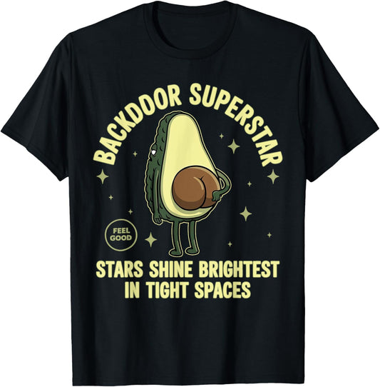 Backdoor Superstar Funny Innuendo Cartoon Tee T-Shirt