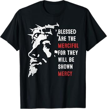Face Of Jesus Christ Blessed Are The Merciful Vintage T-Shirt