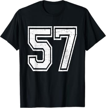 Number 57 Varsity Sports Team Jersey 57th Birthday T-Shirt