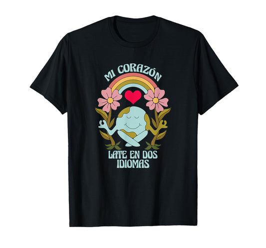 Mi Corazon Late en dos Idiomas Bilingual Teacher ESL T-Shirt