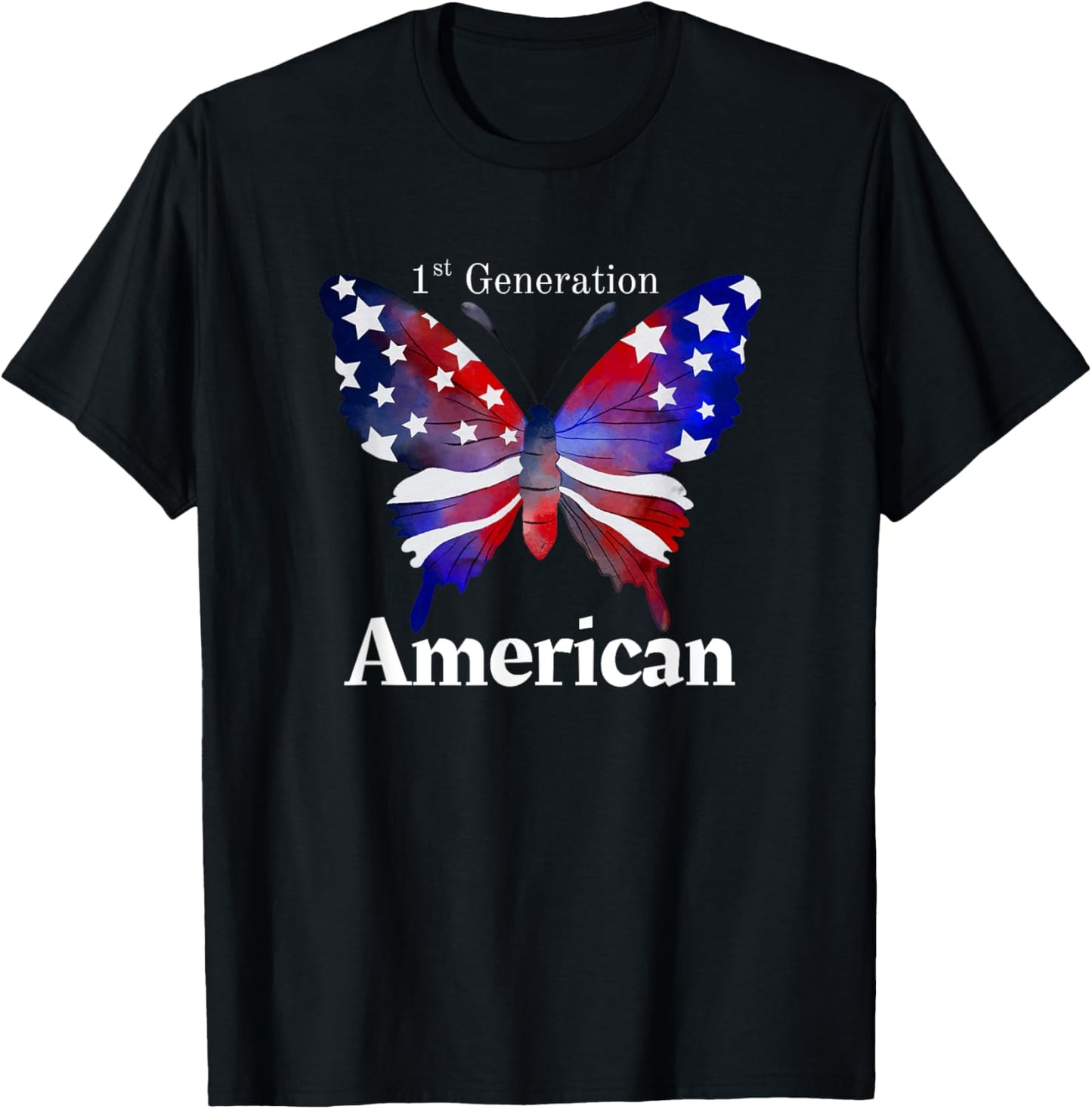 4th Of July Patriotic 1st Generation American Flag Butterfly T-shirt