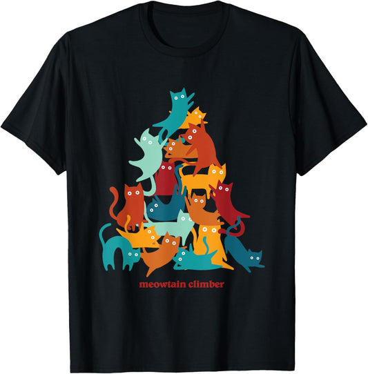 Meowtain Climber – Modern Cat Silhouettes in Retro Colors. T-Shirt