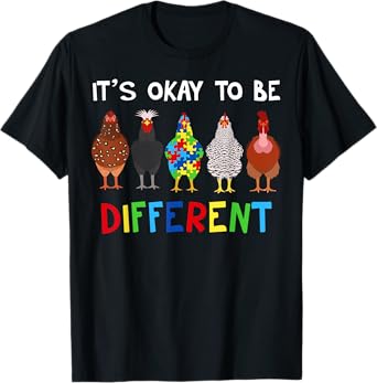 It's OK To Be Different Cute Puzzle Chicken Autism Awareness T-Shirt