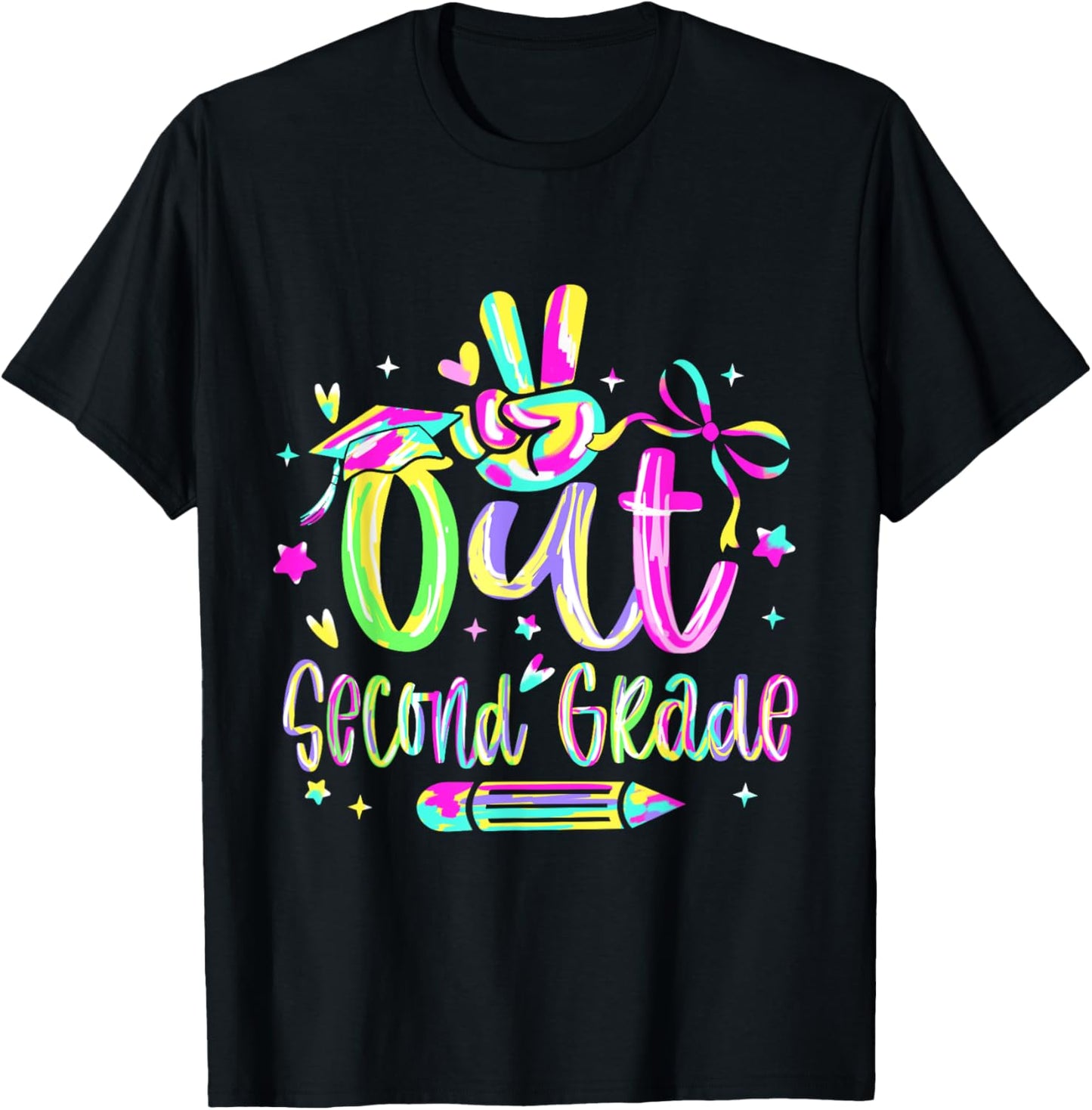 Peace Out 2nd Grade Graduation Teacher Girls Class Of 2025 Celebration T-shirt by TeeBrew