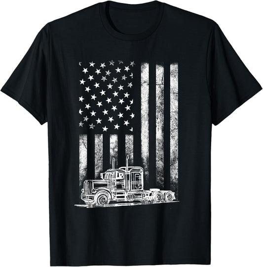 Truck Driver American Flag Trucker Vintage Men Women Gift T-Shirt