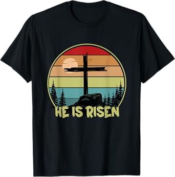 He is Risen Retro Vintage Happy Easter T-Shirt