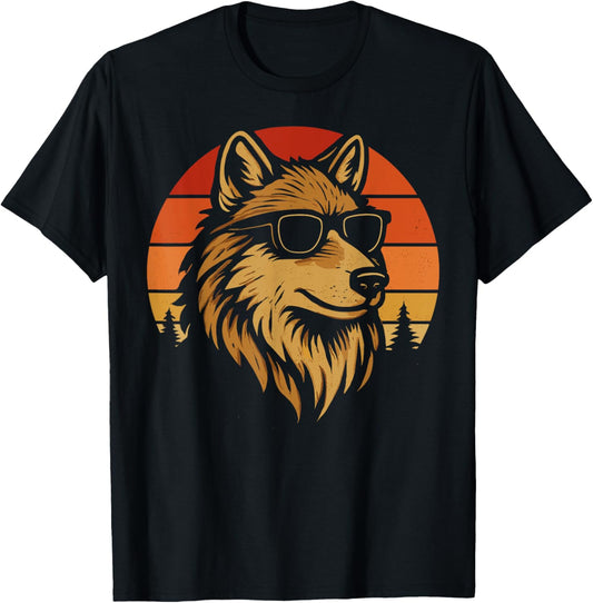 Cool Wolf With Sunglasses Retro Wilderness T-Shirt