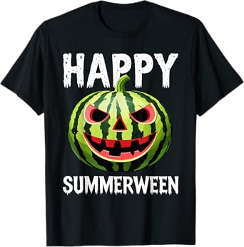 Watermelon Jackolantern Summer Halloween Happy Summerween T-Shirt