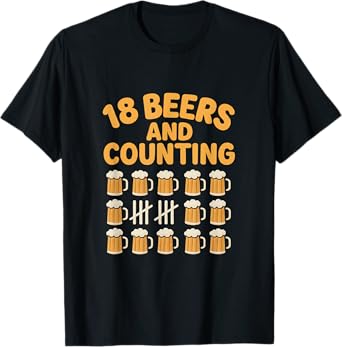 Funny 18 Beers and Counting Golf Beer Tally Graphic T-Shirt