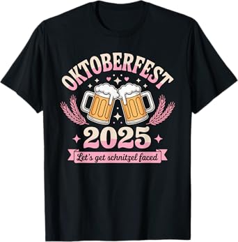 Oktoberfest 2025 Let's Get Schnitzel Faced Beer Humor T-Shirt