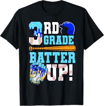 3rd Grade Back To School Baseball Drip Ice Cream Batter Up T-Shirt
