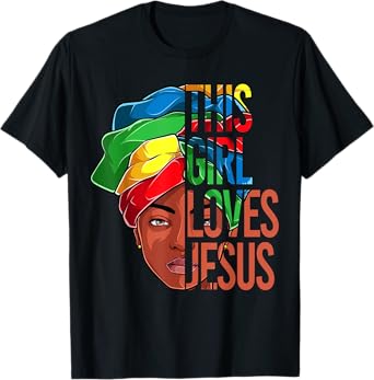 African American Apparel, Girl loves Jesus Christian Black T-Shirt