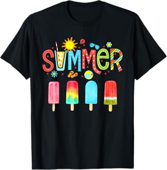 Hello Summer Vacation Ice Cream Popsicle Ice Lolly Gifts Men Women Girls Kids T-Shirt