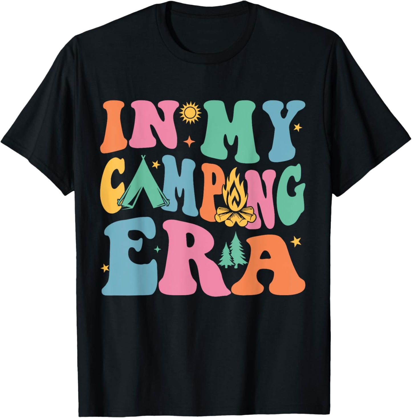 Groovy In My Camping Era Happy Camper Funny Camping Outdoor T-Shirt