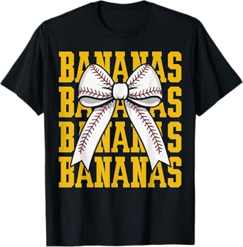 Retro Bananas Last Name Coquette Bow Women Girls Kids T-Shirt