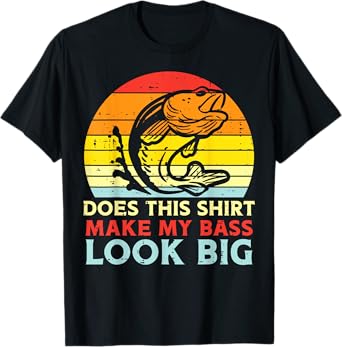 Does This Shirt Make My Bass Look Big Retro Fishing Dad Men T-Shirt