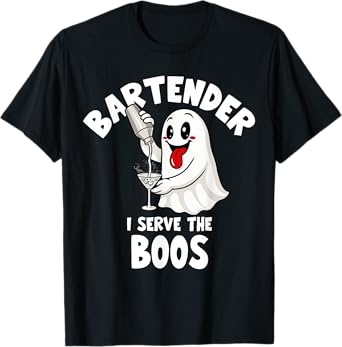 Bartender Halloween Costume I Serve The Boos Men Women T-Shirt