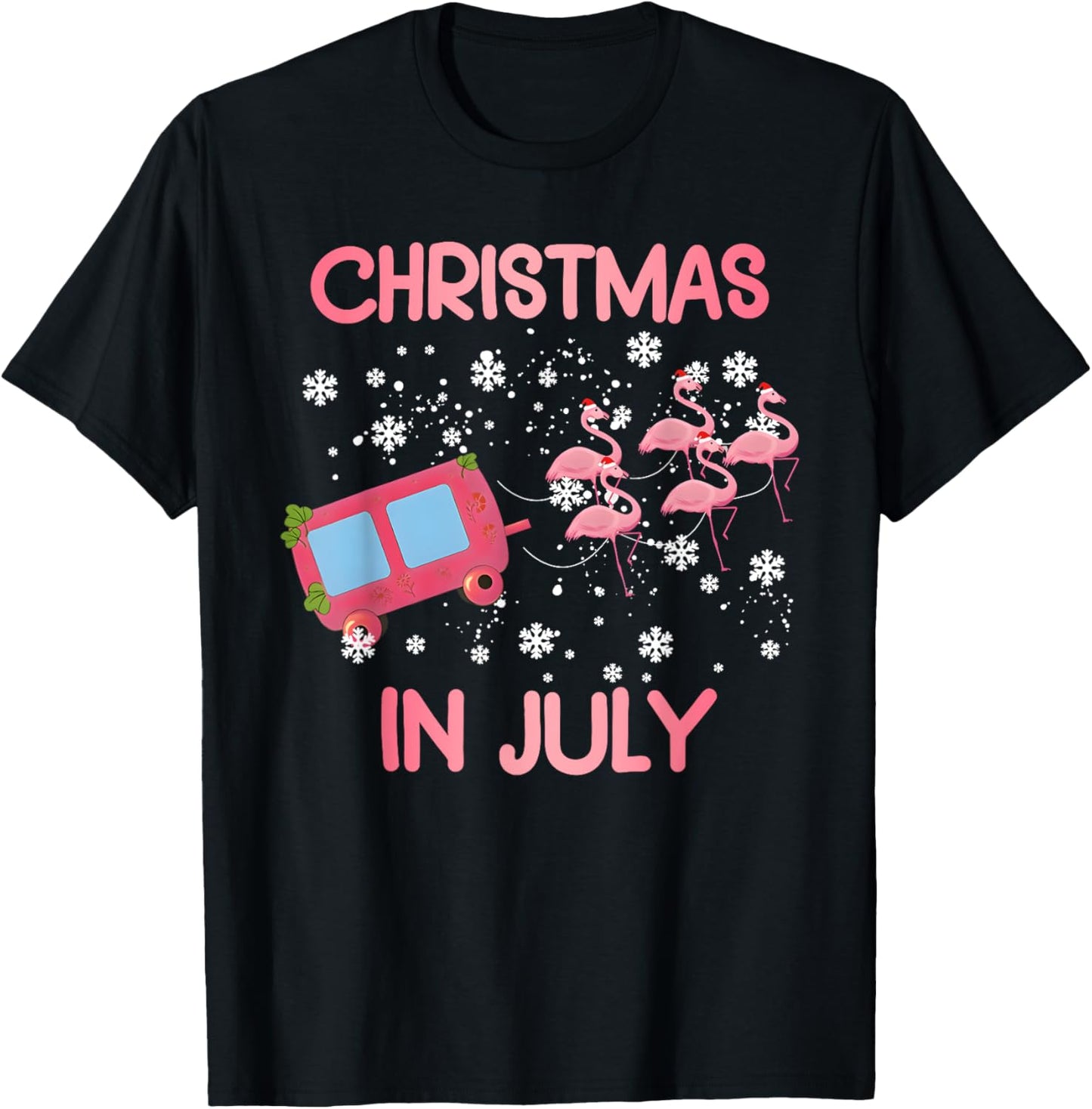 Christmas In July Flamingo Xmas Funny Summer Men Women Kids T-Shirt