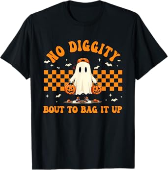 Halloween Ghost No Diggity Bout To Bag It Up Kids Toddler T-Shirt