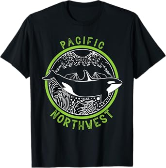 Pacific Northwest Orca Whale Tree Mountain Ocean PNW T-Shirt