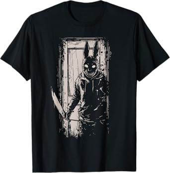Horror Scary Creepy Bunny Mask Man Rabbit Alt Goth Slasher T-Shirt
