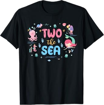 Two The Sea 2nd Birthday Outfit Girl 2 Yrs Old Sea Animals T-Shirt