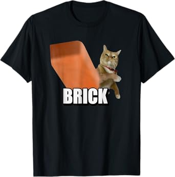 Funny Freak Cat Brick Cursed Cat Funny Angry Meme T-Shirt for Men Women Kids